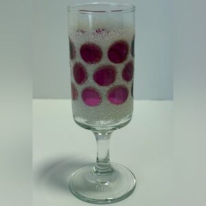 Vintage Libbey Concord Cranberry Pink Coin Dot Footed Tumbler Glass MCM Retro